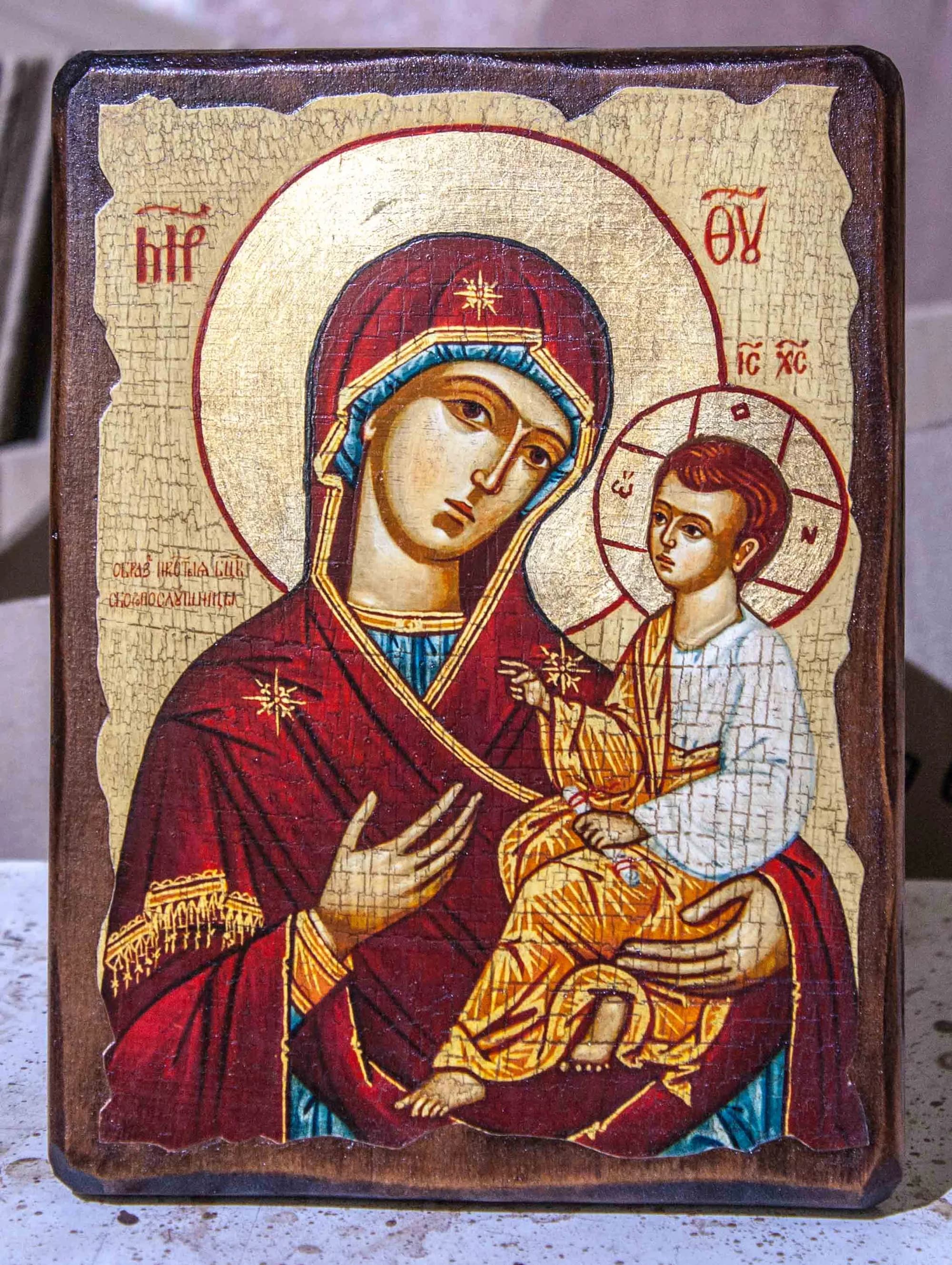 Икона «Скоропослушница», дерево под старину, печать-краска, 17×23 см