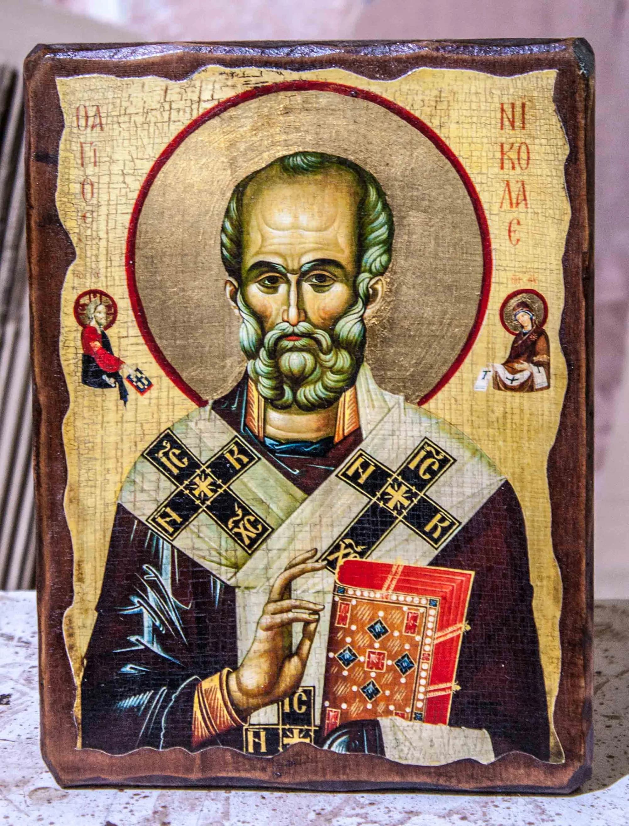 Икона «Николай Чудотворец», дерево под старину, печать-краска, 17×23 см