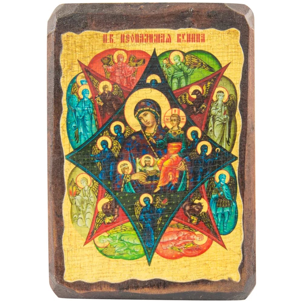 Икона «Неопалимая купина», дерево под старину, печать-краска, 7×10 см