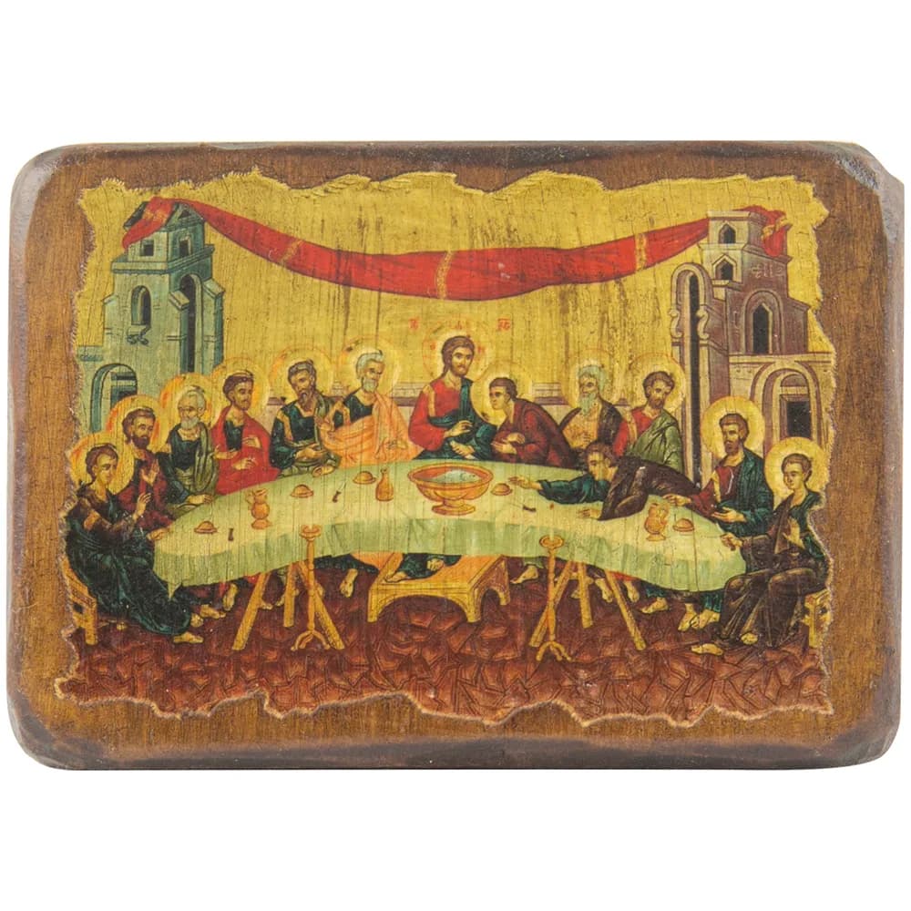 Икона «Тайная Вечеря», дерево под старину, печать-краска, 7×10 см