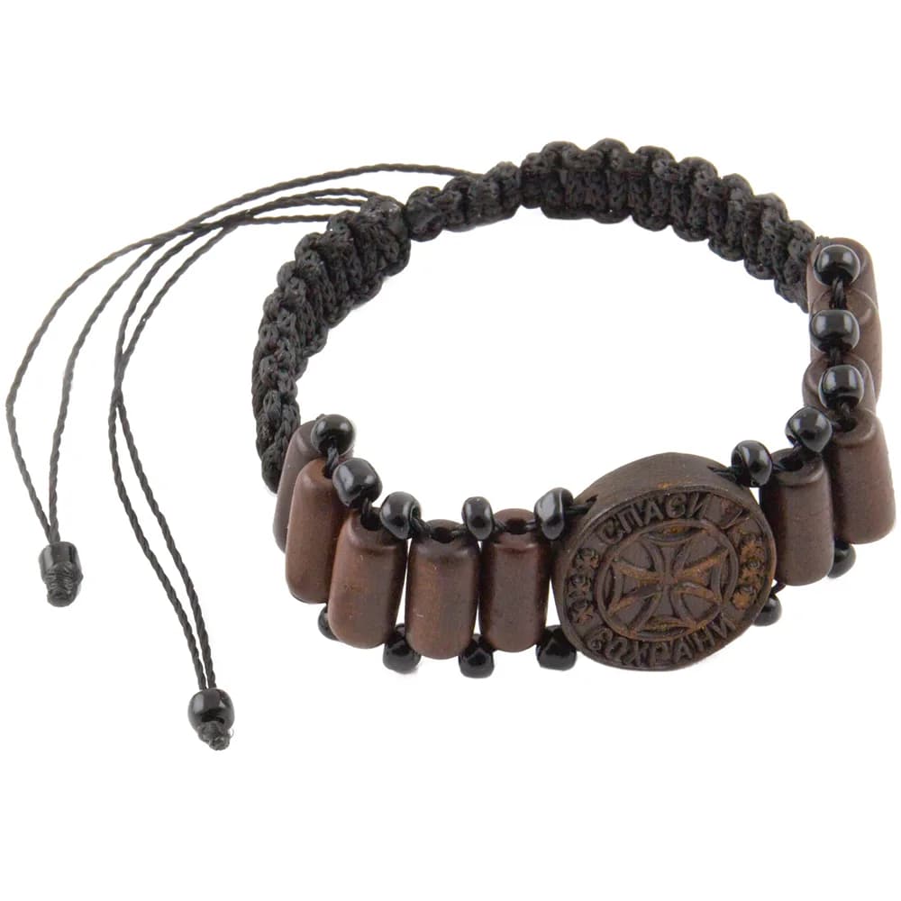 Браслет «Спаси и Сохрани», ручное плетение, самшит, чёрный
