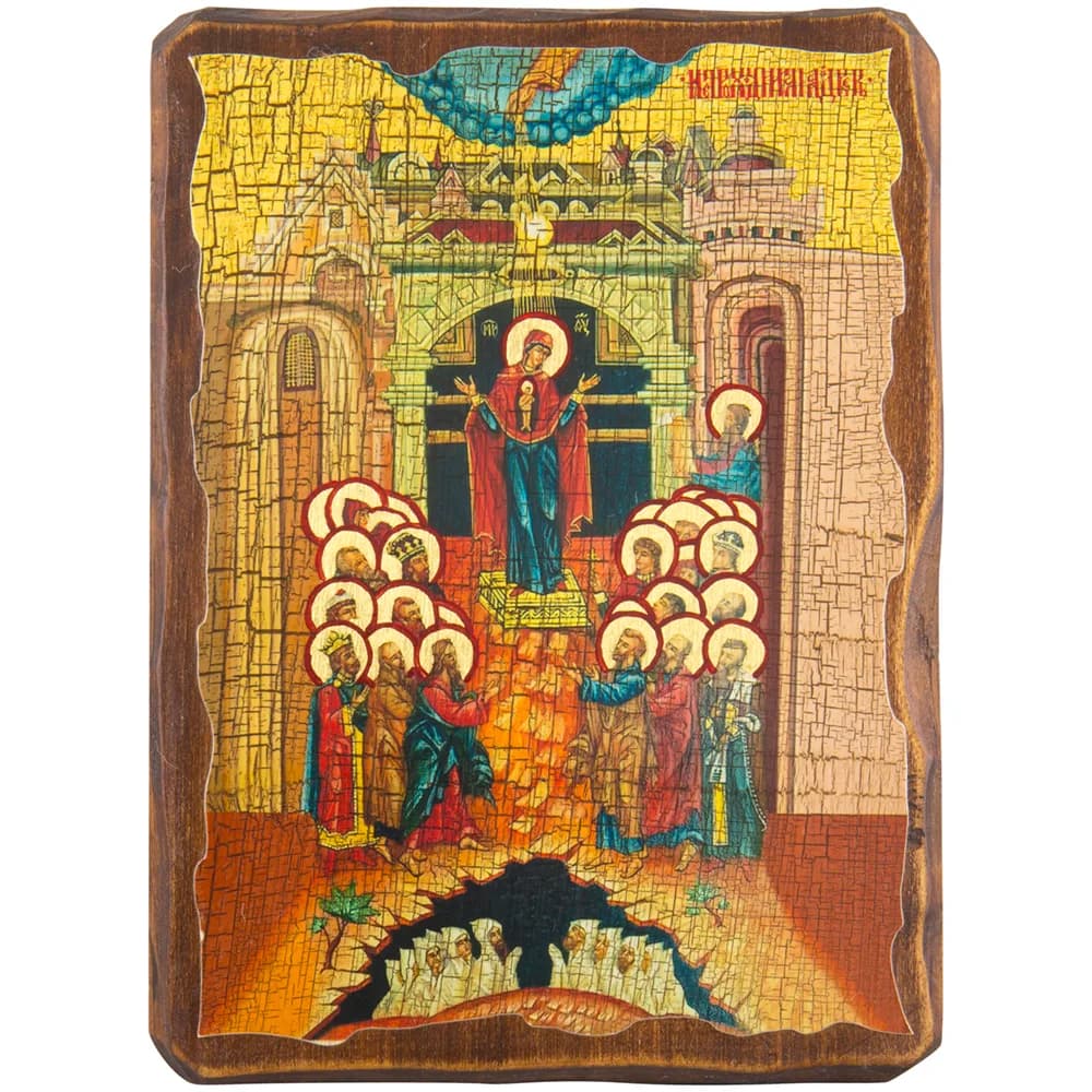 Икона «Непроходимая дверь», дерево под старину, печать краска, 12,5×16,5 см