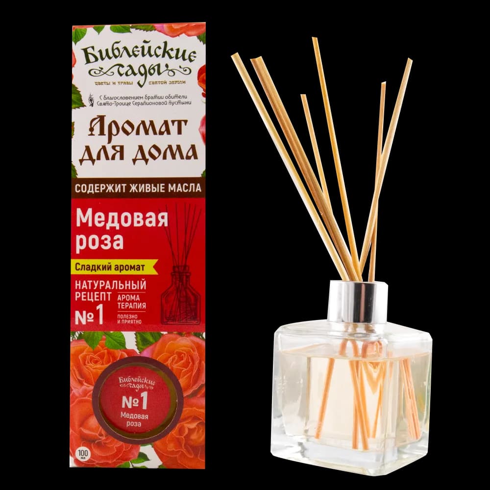 Ароматический диффузор для дома №1 «Медовая роза», с палочками, 100 мл