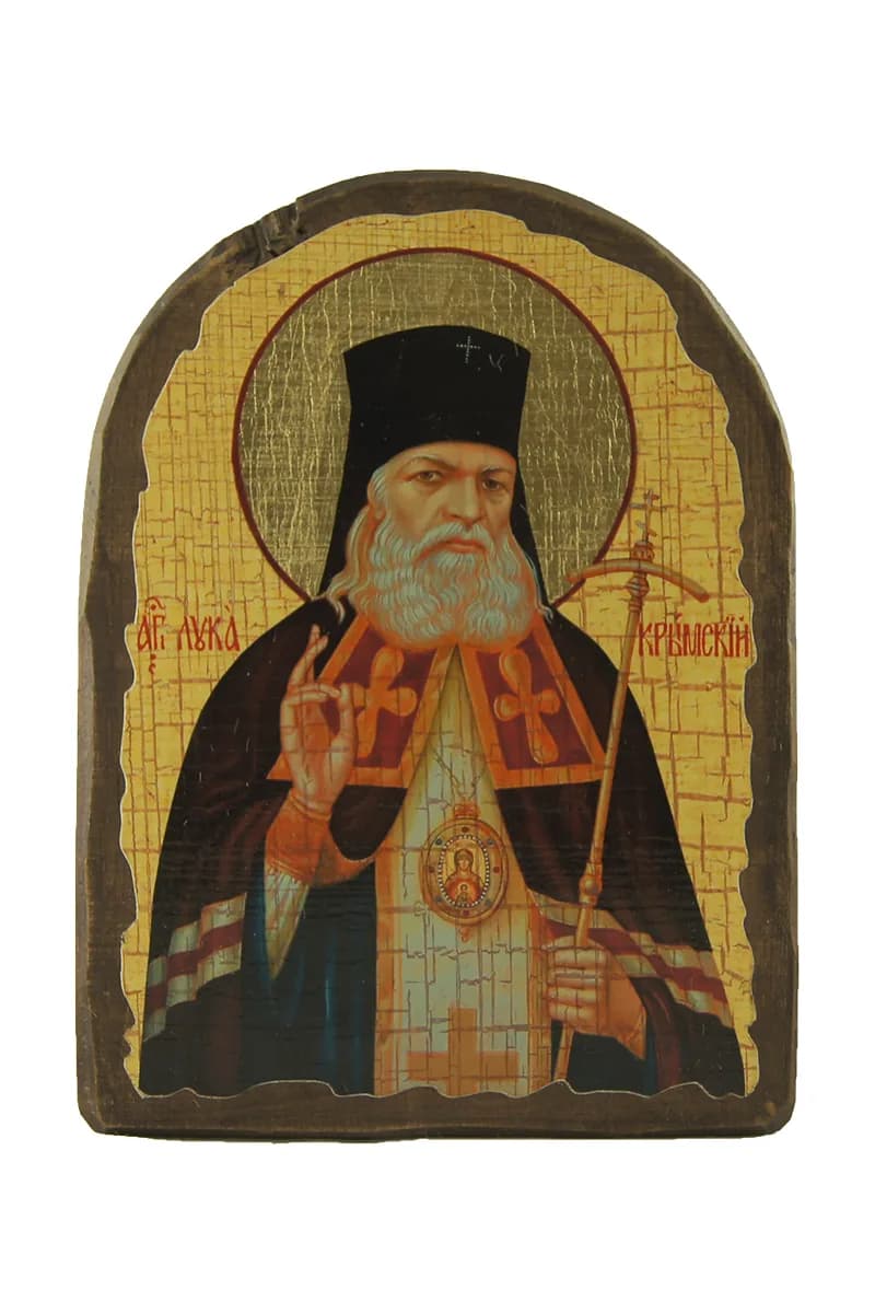 Икона «Святой Лука» арочная, дерево под старину, печать-краска, 17×23 см