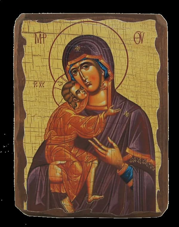 Икона «Феодоровская» дерево под старину, печать-краска, 12,5×16,5 см