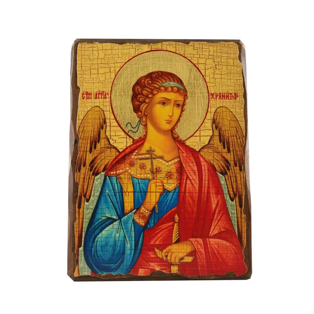 Икона «Ангел Хранитель» дерево под старину, печать-краска, 21×28 см