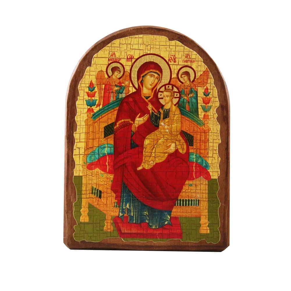 Икона «Всецарица» арочная, дерево под старину, печать-краска, 17×23 см
