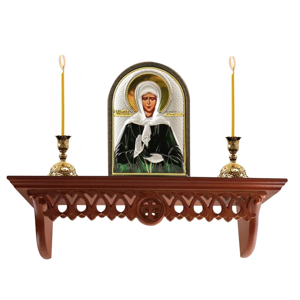 Полка для икон деревянная прямая, резная, 10×40 см