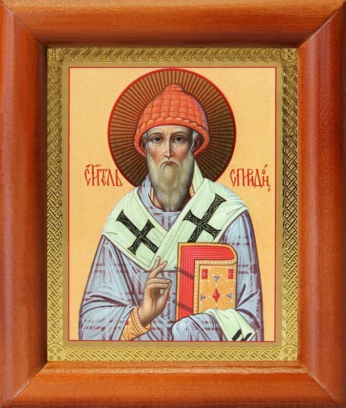 Икона «Спиридон Тримифунтский», полиграфия, в багетной рамке со стеклом, 8×9,5 см