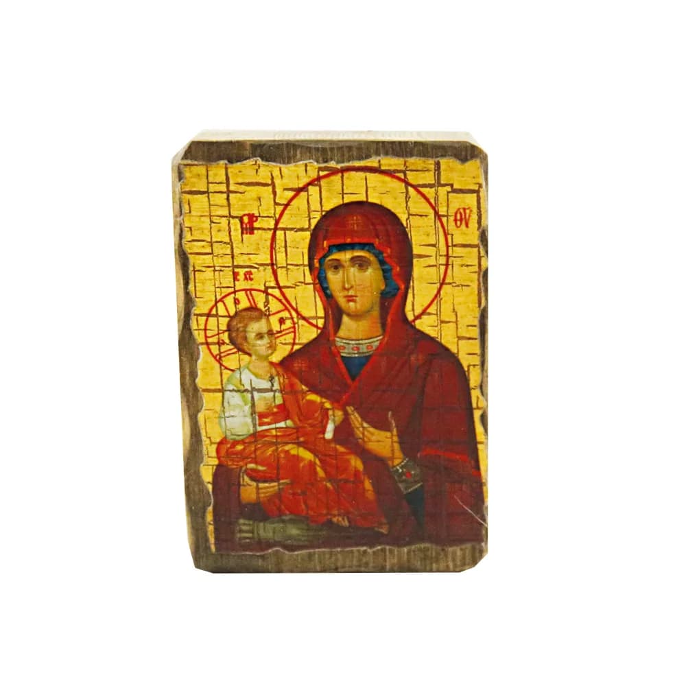 Икона «Троеручица», дерево под старину, печать-краска, 7×10 см