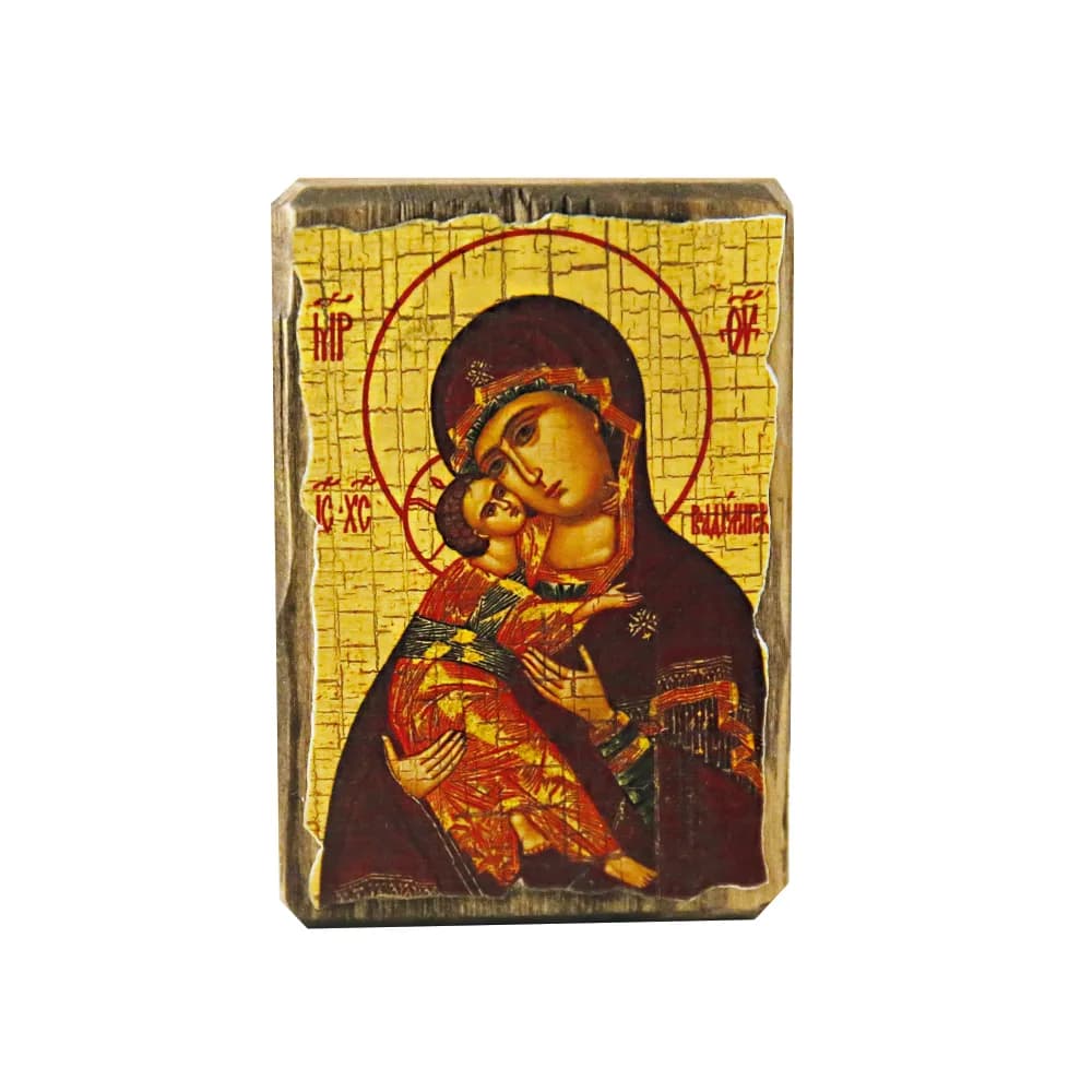 Икона «Владимирская», дерево под старину, печать-краска, 7×10 см