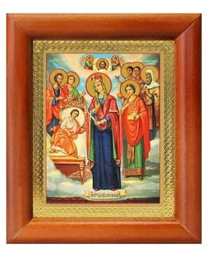 Икона «Целительница», полиграфия, в багетной рамке со стеклом, 8×9,5 см