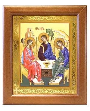 Икона «Троица», полиграфия, в багетной рамке со стеклом, 12,5×14,5 см