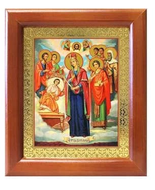 Икона «Целительница», полиграфия, в багетной рамке со стеклом, 12,5×14,5 см