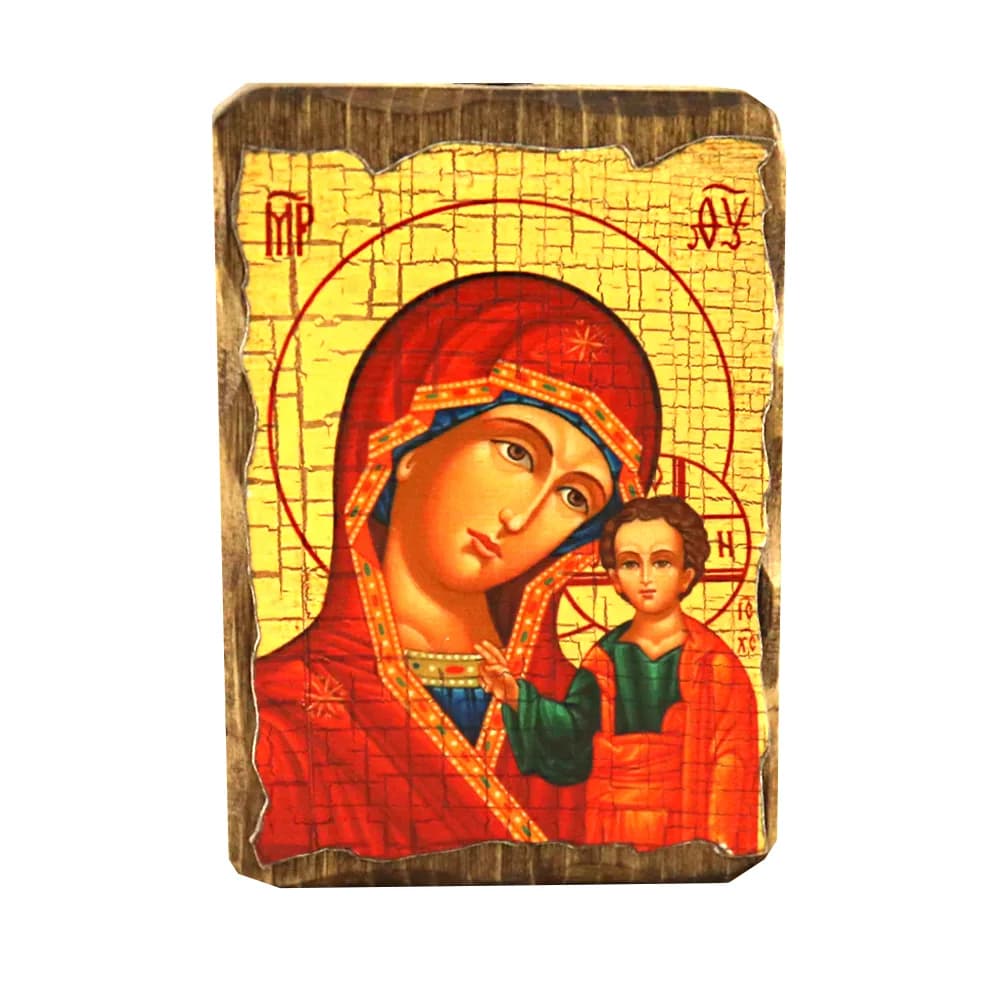 Икона «Казанская» дерево под старину, печать-краска, 7×10 см