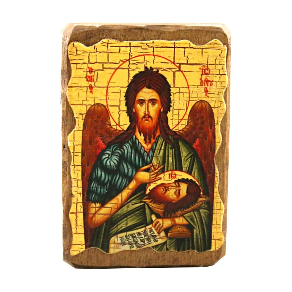 Икона «Иоанн Предтеча», дерево под старину, печать-краска, 7×10 см