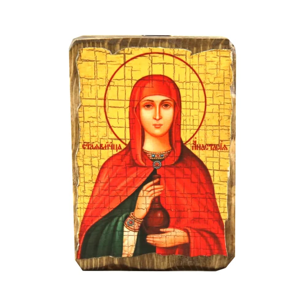 Икона «Анастасия» дерево под старину, печать краска, 7×10 см