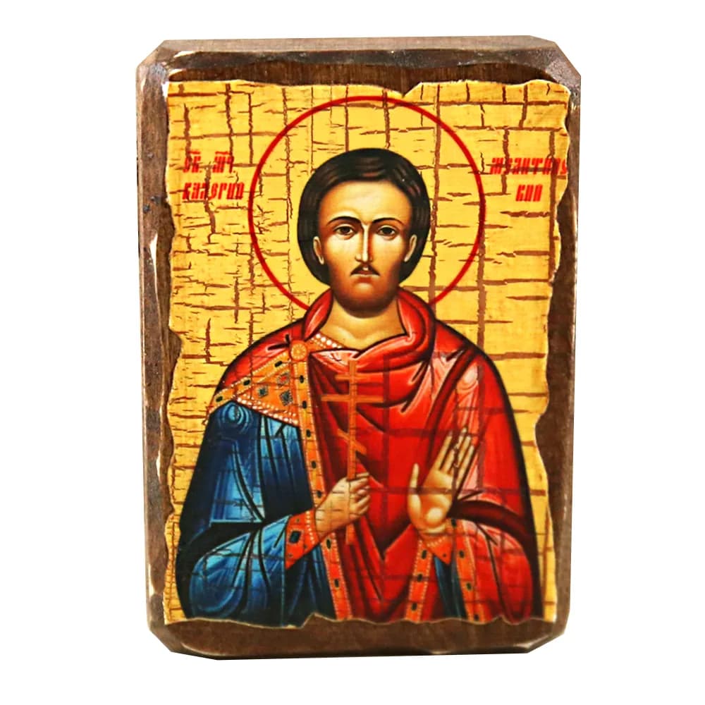Икона «Валерий», дерево под старину, печать краска, 7×10 см