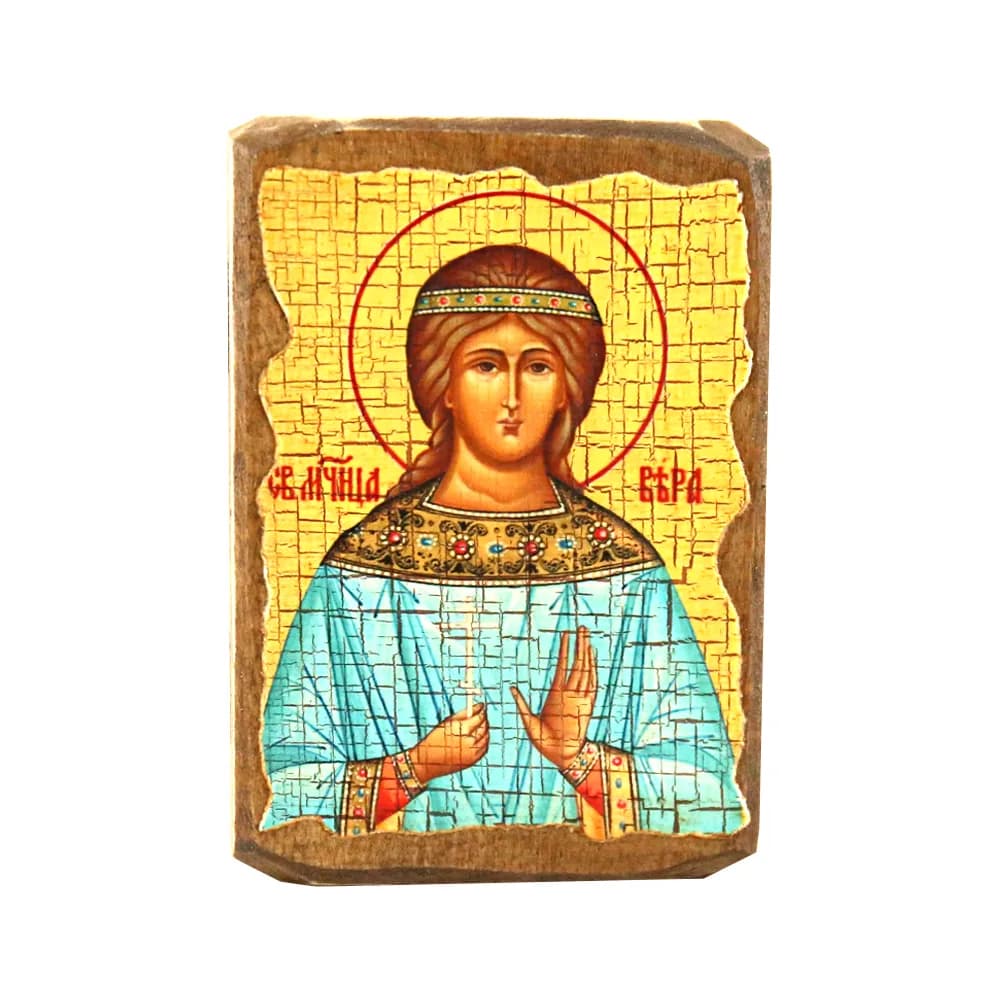 Икона «Вера» дерево под старину, печать краска, 7×10 см