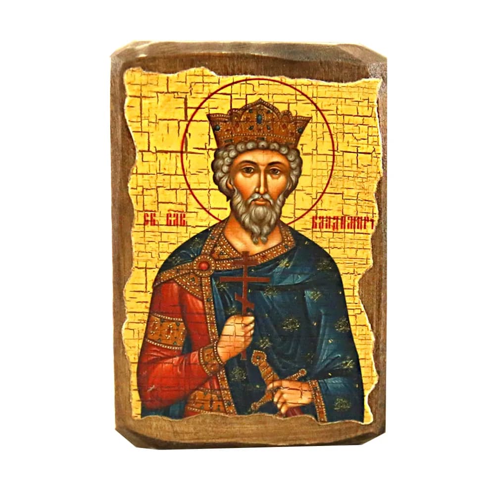 Икона «Владимир», дерево под старину, печать краска, 7×10 см
