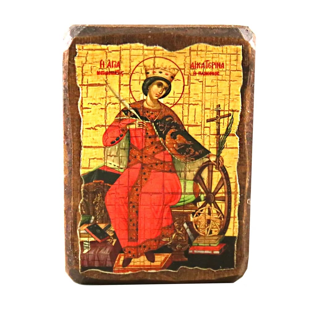 Икона «Екатерина» дерево под старину, печать краска, 7×10 см