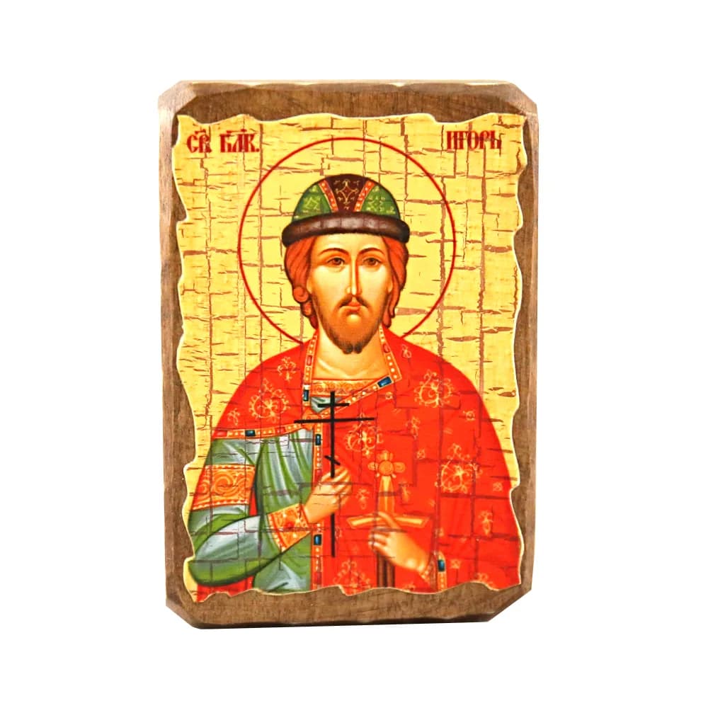 Икона «Игорь» дерево под старину, печать краска, 7×10 см