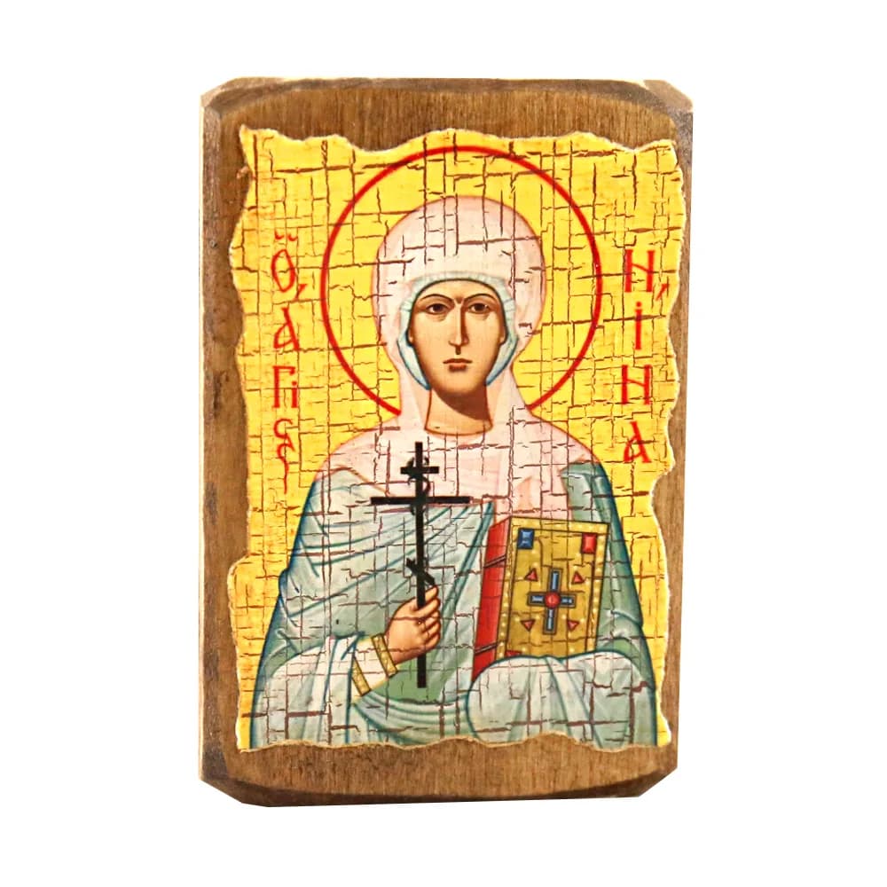 Икона «Нина» дерево под старину, печать краска, 7×10 см