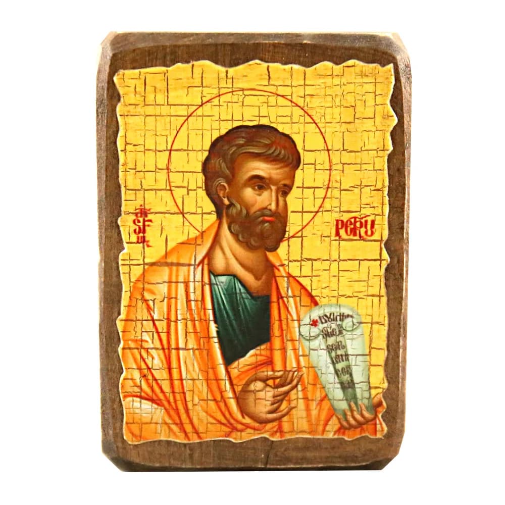 Икона «Пётр» дерево под старину, печать-краска, 7×10 см
