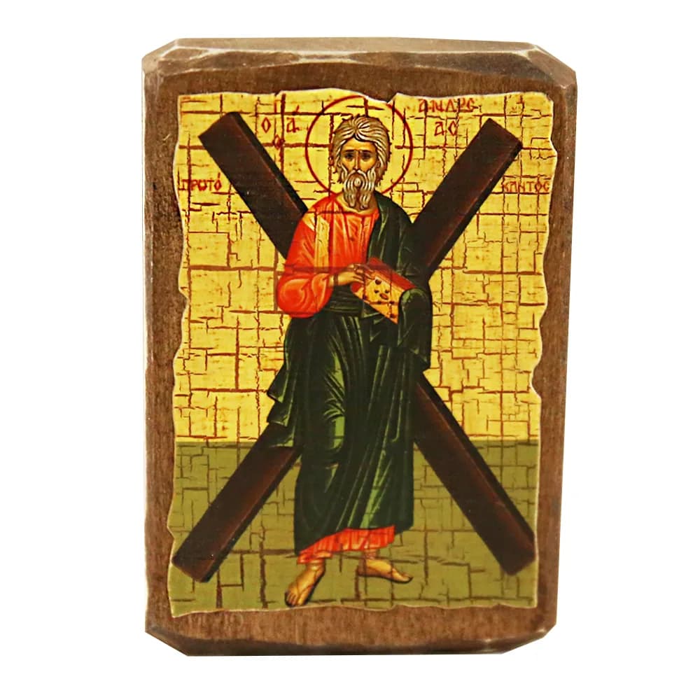 Икона «Андрей» дерево под старину, печать краска, 7×10 см