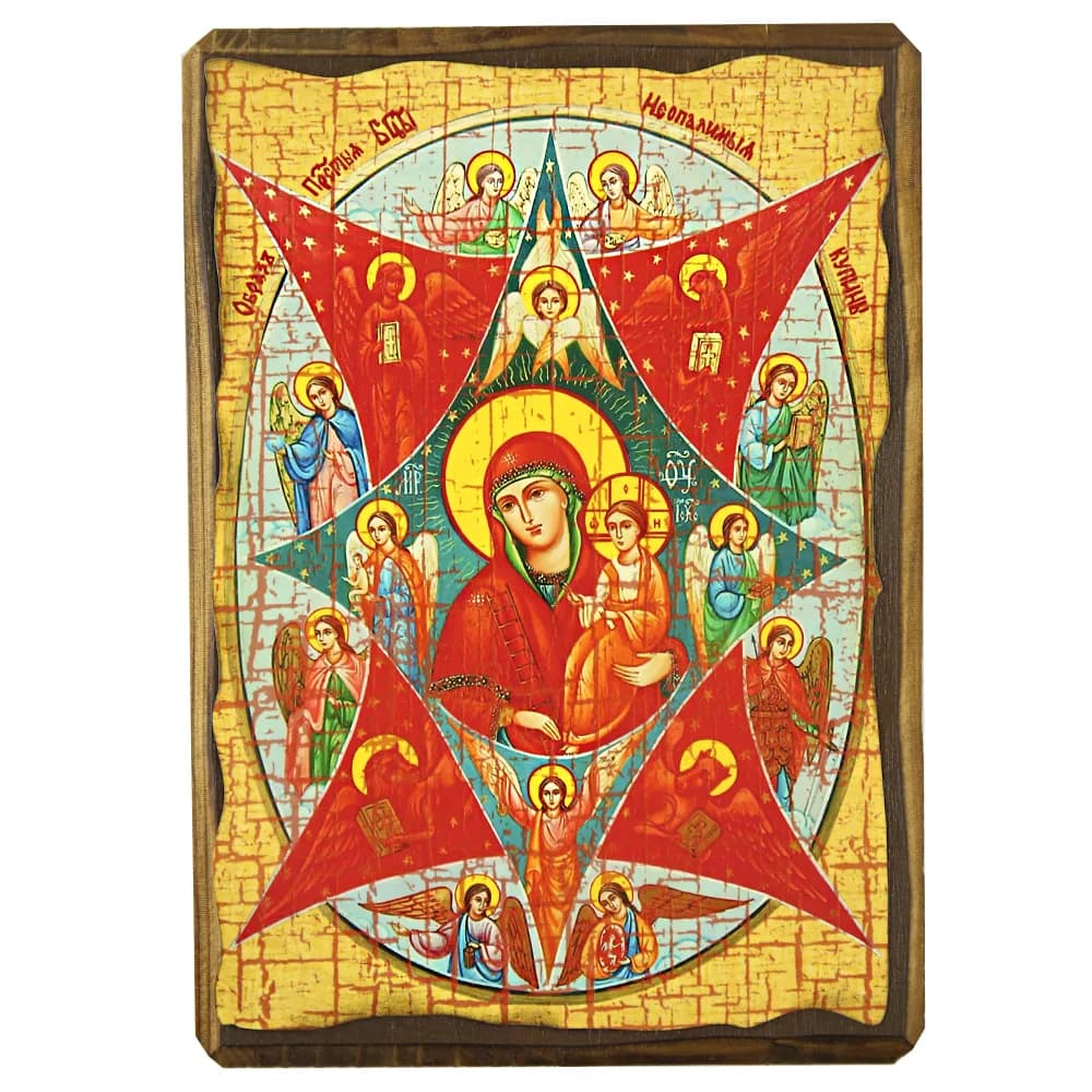 Икона «Неопалимая купина», дерево под старину, печать-краска, 12,5×16,5 см