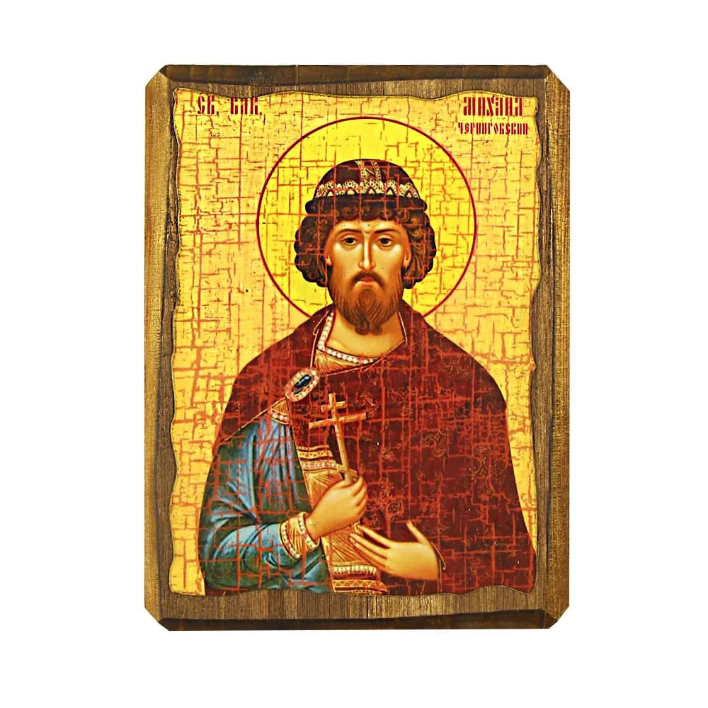 Икона «Архангел Михаил» дерево под старину, печать-краска, 7×10 см