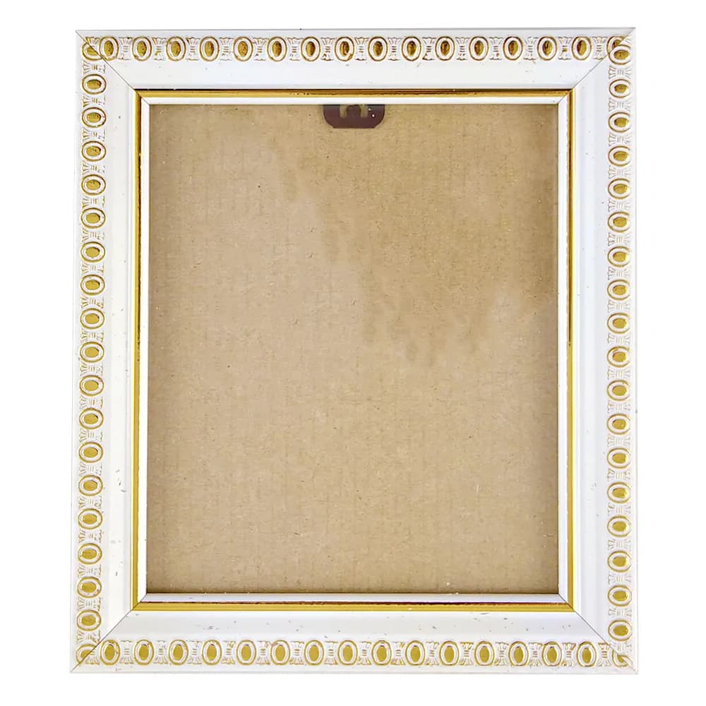 Багетная рамка под полиграфию, белая с золотом, 12,5×14,5 см