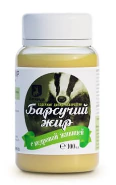 Барсучий жир с кедровой живицей, пластиковая банка, 80 гр