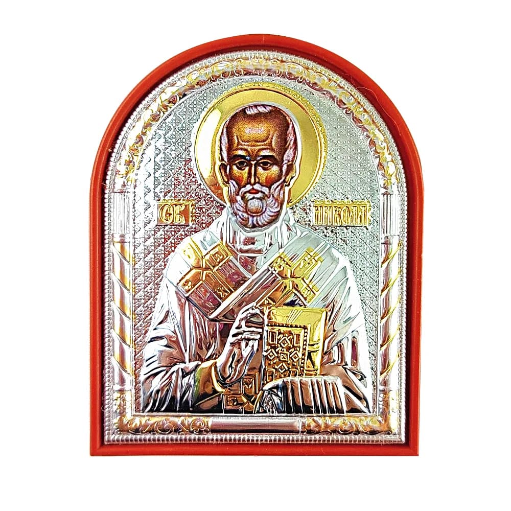 Икона «Николай Чудотворец» арочная, пластик, металл, 7 см