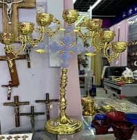 Семисвечник напрестольный «Крест», золочение, эмаль
