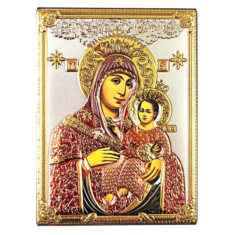 Икона «Вифлеемская», риза металл, рамка мдф, напыление серебро, золото и эмаль, 8,4×11,2 см
