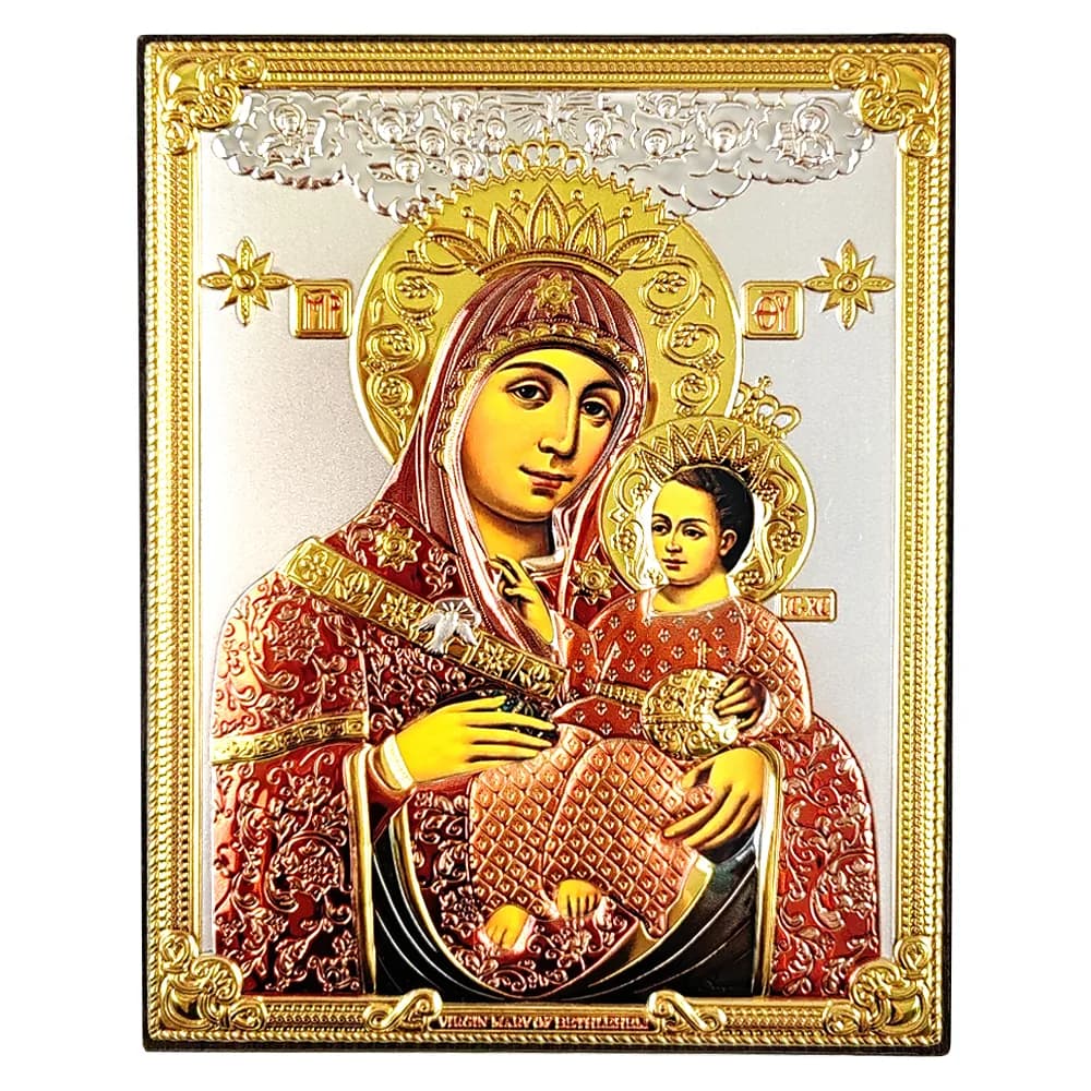 Икона «Вифлеемская», риза металл, рамка мдф, напыление серебро, золото и эмаль, 13,3×18,2 см