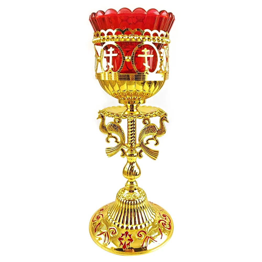 Лампада настольная, цинковый сплав, эмаль, 23 см