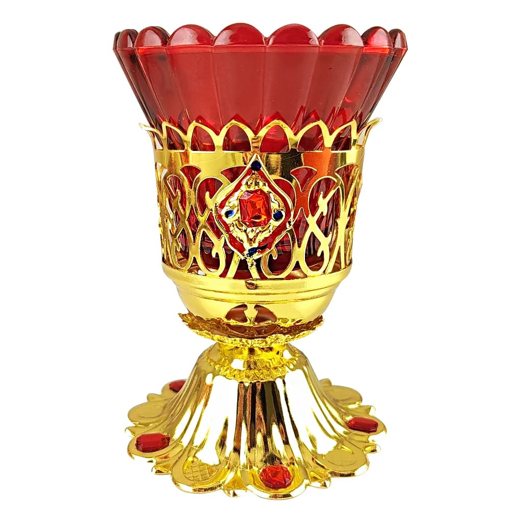 Лампада настольная, цинковый сплав, камни, 12 см