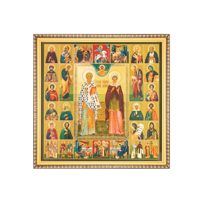 Икона «Киприан и Иустинья» в подарочной упаковке, багетная рамка, полиграфия, 28,5×28,5 см