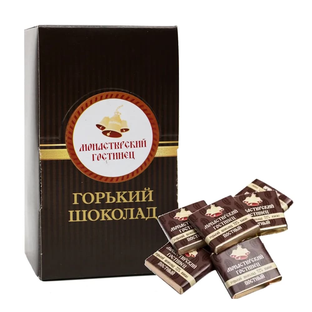 Шоколад «Монастырский гостинец», горький 72% какао, 5 г, 88 шт