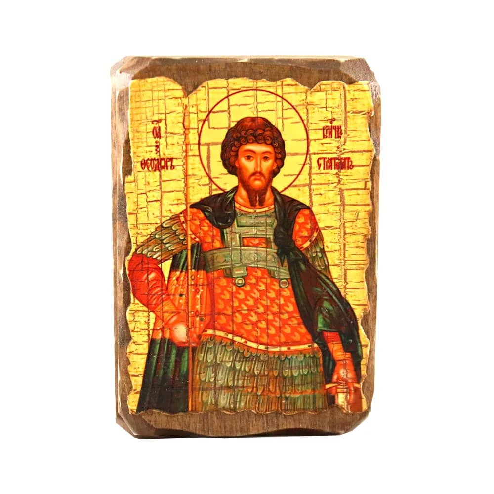 Икона «Федор» дерево под старину, печать краска, 7×10 см
