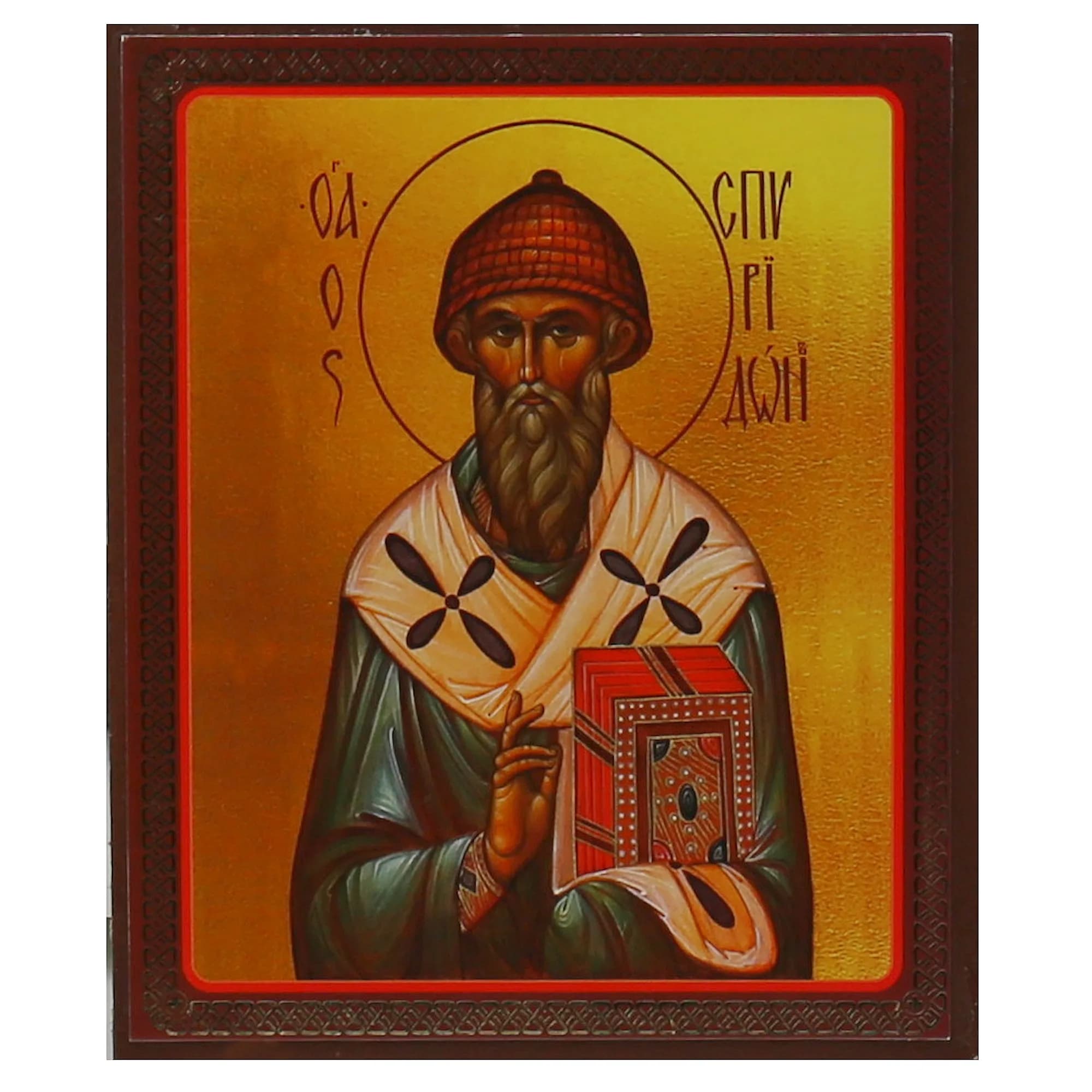 Икона «Спиридон Тримифунтский», мдф, полиграфия, 10×12 см