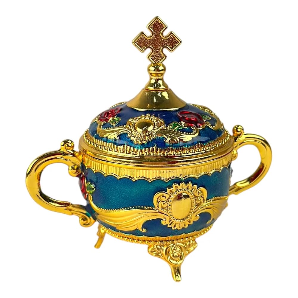 Шкатулка с ручками, эмаль, металл, цвет золото, 10 см