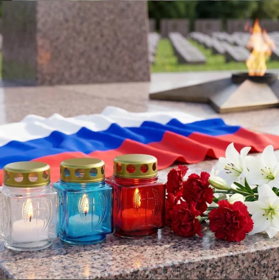 Лампада неугасимая, стекло, с крестом, металлическая крышка, МИКС Триколор, 9,8 см