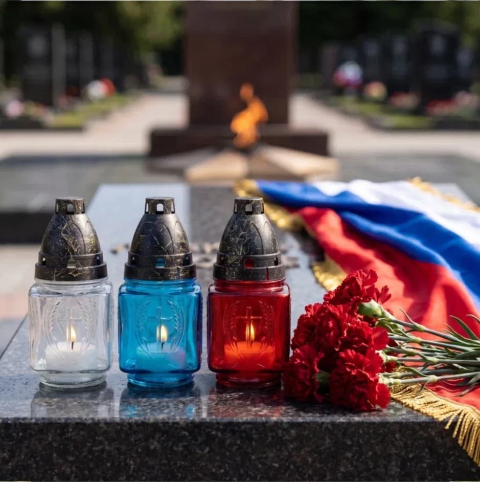 Лампада неугасимая, стекло, с крестом, пластиковая крышка, микс триколор, 14 см