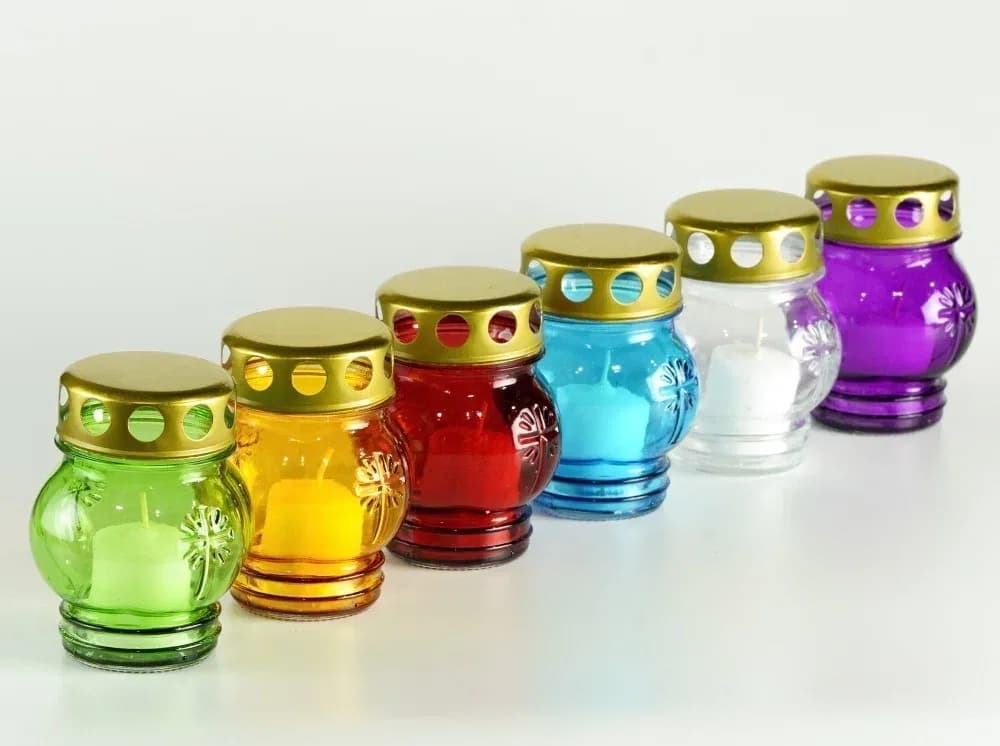 Лампада неугасимая, с крестом, стекло, металлическая крышка, МИКС, 9,5 см