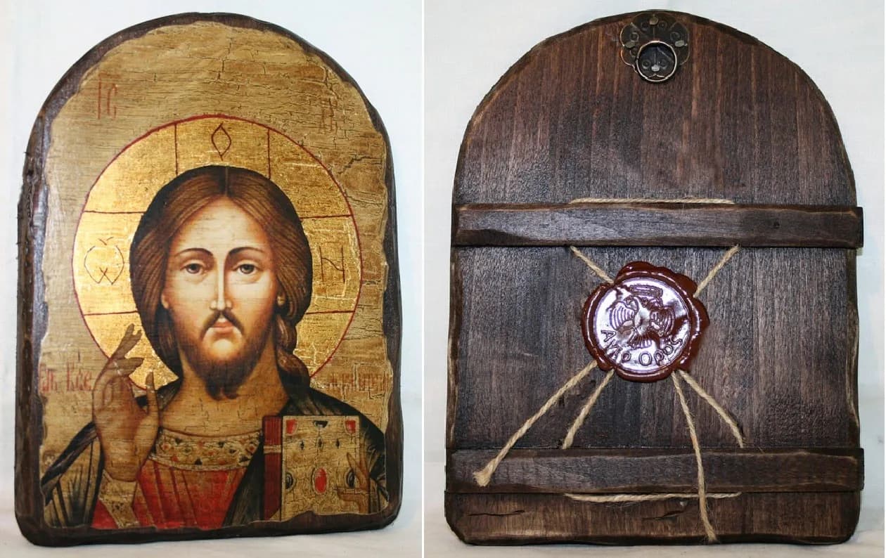 Икона «Спаситель» арочная, дерево под старину, печать-краска, 17×23 см