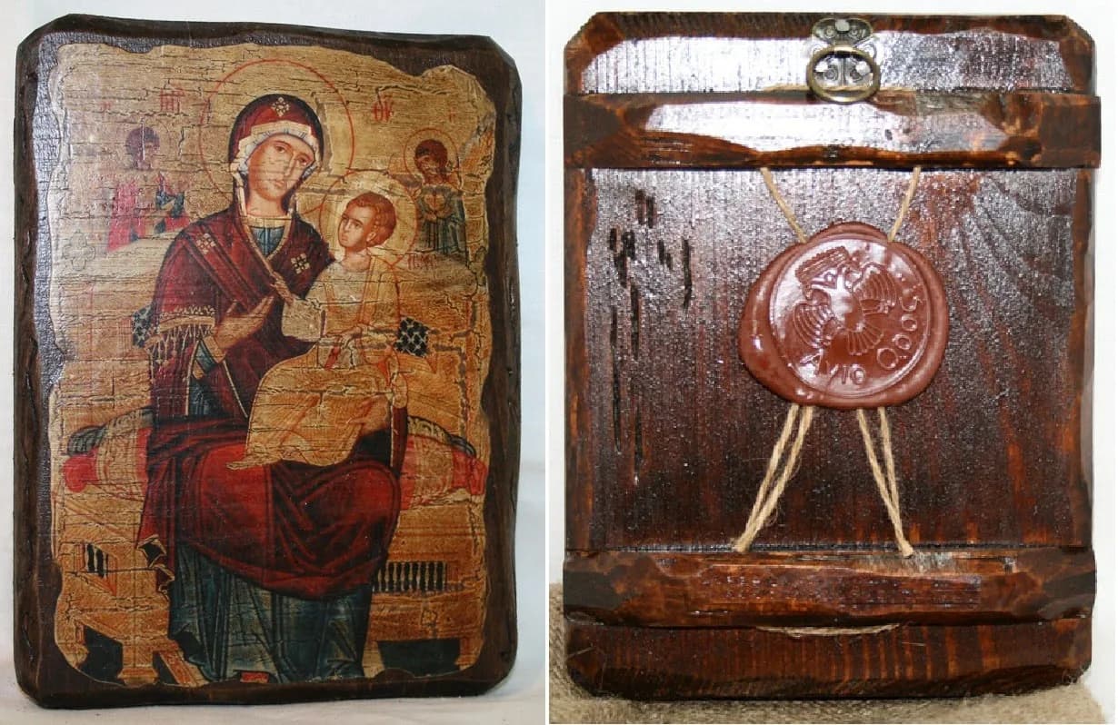 Икона «Всецарица», дерево под старину, печать краска, 12,5×16,5 см