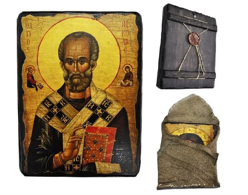 Икона «Николай Чудотворец» дерево под старину, печать-краска, 21×28 см